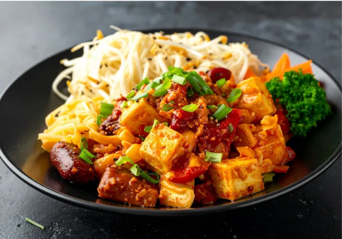 Soy Glazed Tofu with Zoodles